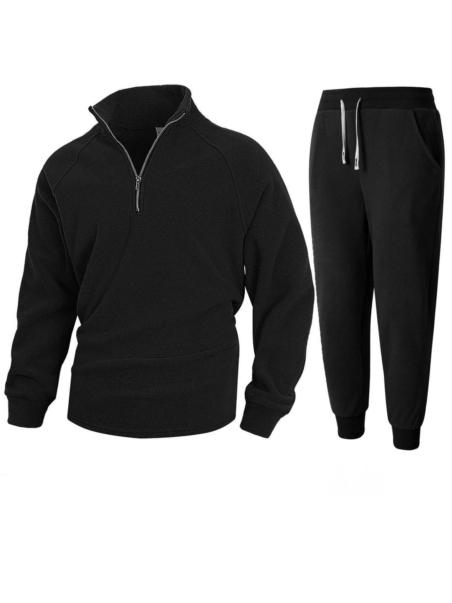 Men's Fleece Tracksuit Comfortable Mid-Length Zipper