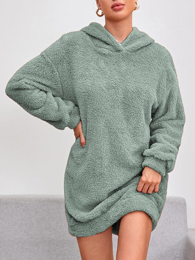 Women's Hoodie Dress Soft Hood With Pockets