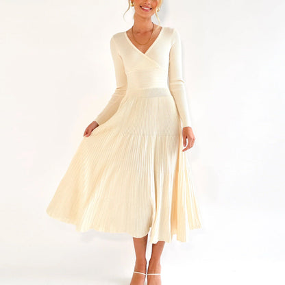 Women's Elegant Pleated Wrap Summer Dress