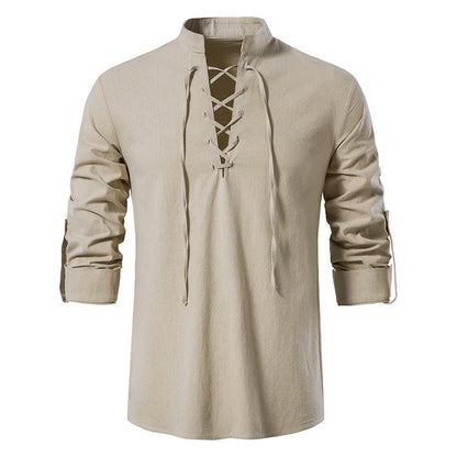 Herren Langarmshirt Lässig Schnüren