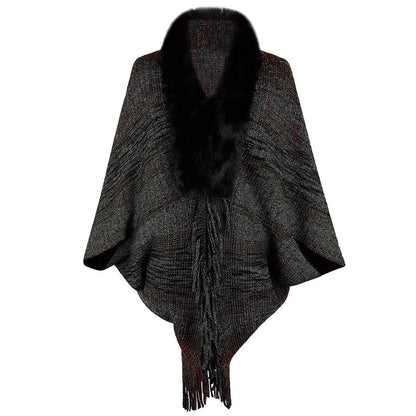 Women's Poncho Elegant Faux Fur Collar Women's Coat