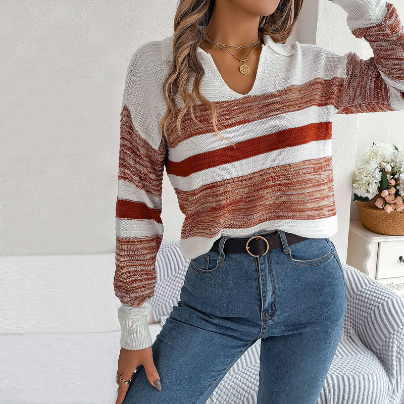 Women's Striped Knitted Winter Sweater