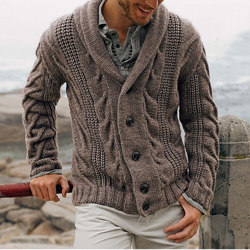 Herren Strickjacke Grobmuster Elegantes Design