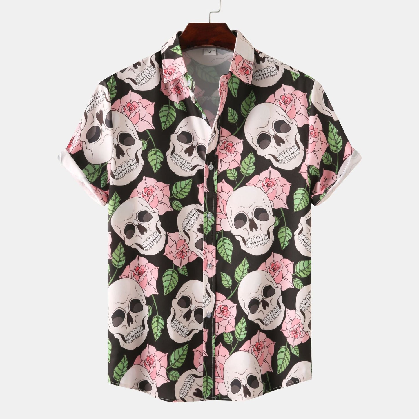 Men's T-Shirt Skull Flowers Trendy Summer