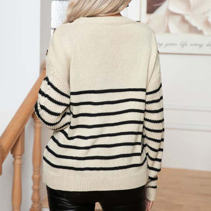 Stylischer Streifen Pullover Damen - IdealeKleiden
