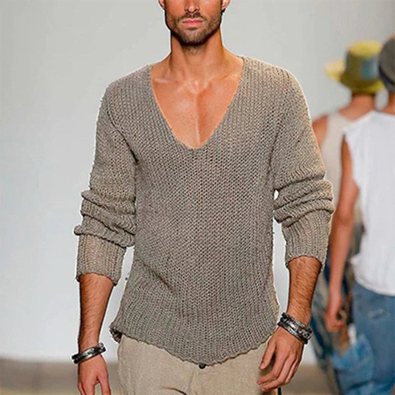 Men's Casual V-Neck Pullover Comfortable