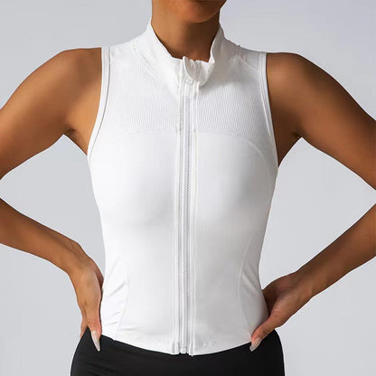 Women's Elegant Fitness Top with Zipper