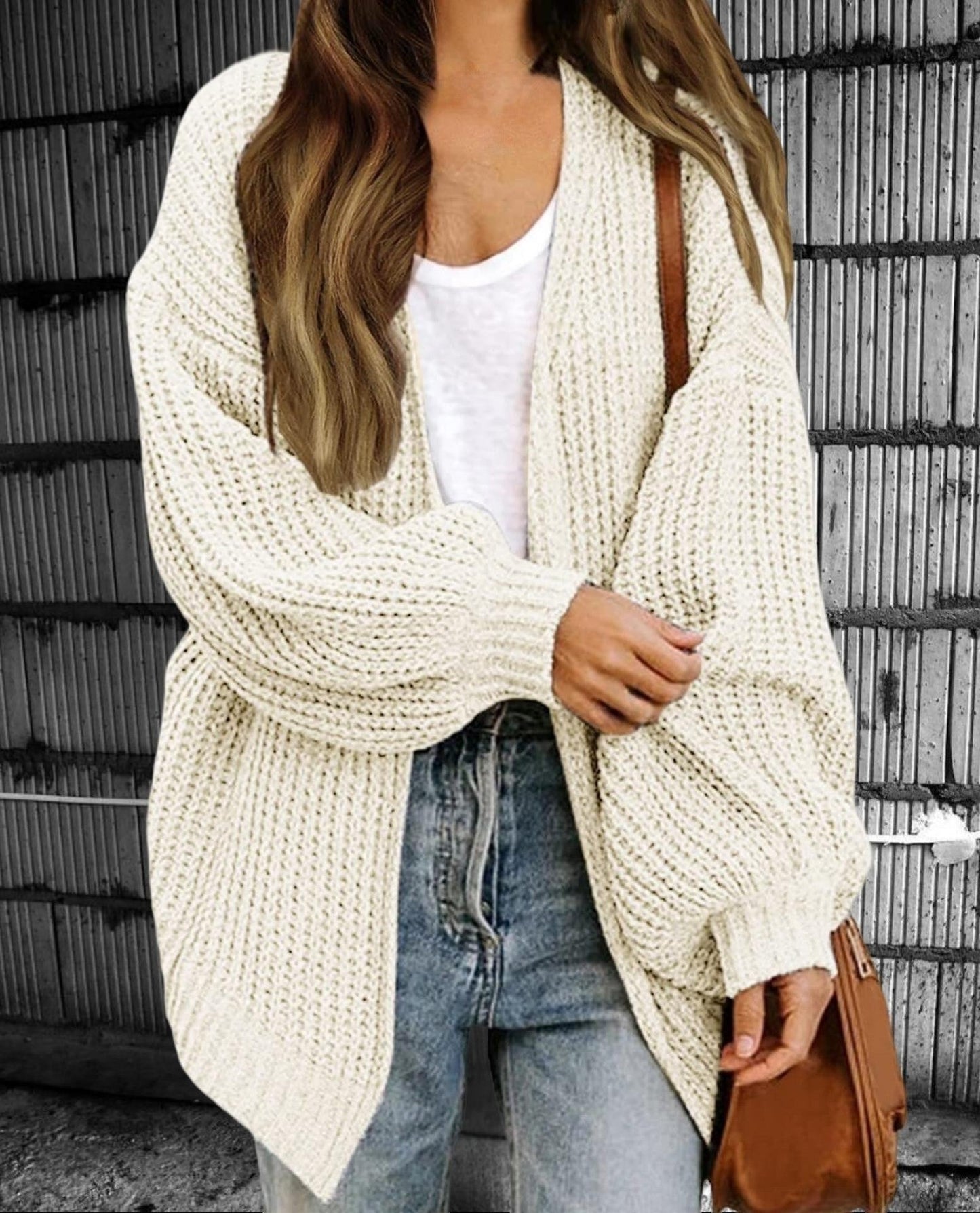 Cardigan Oversized Open Front Chunky Knit