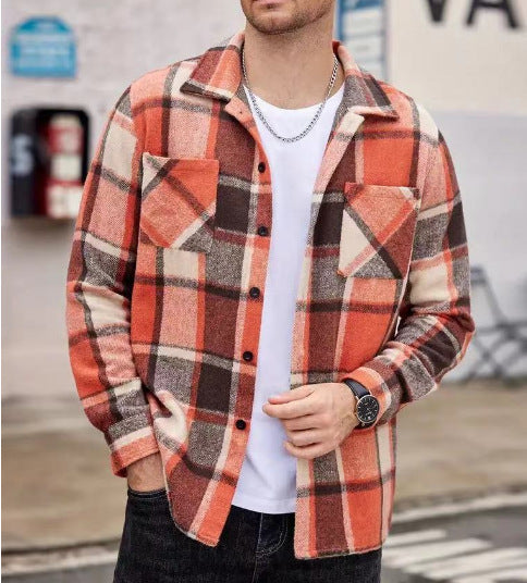Men's Plaid Shirt Jacket Casual