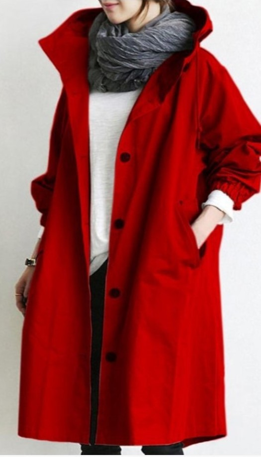 Women's Oversized Trench Coat Hooded Jacket Stylish