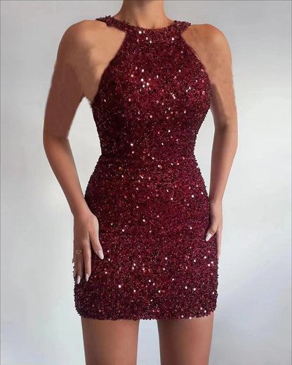 Glamorous Sequin Dress for Women, Elegant, Body-Hugging