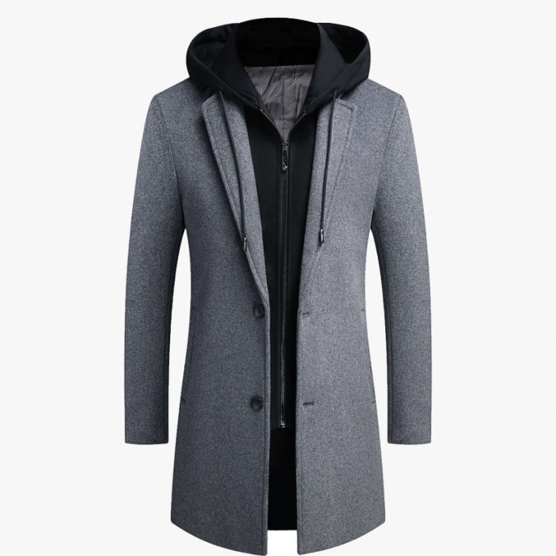 Damen Style Longjacke Abnehmbare Kapuze Trendy Innenfutter - IdealeKleiden