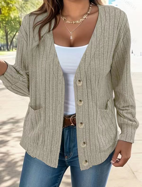 Classic Cardigan Comfortable Ribbed With Buttons