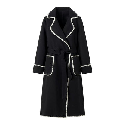 Women's Transitional Jacket Elegant Belt Luxury Pockets