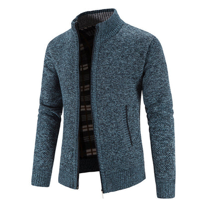 Herren Strickjacke Modern Stehkragen Noppen Optik