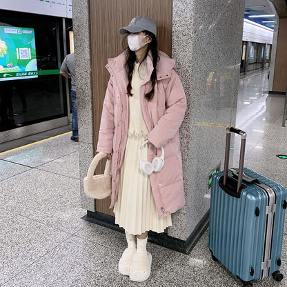 Women's Quilted Long Coat Elegant Design with Pockets