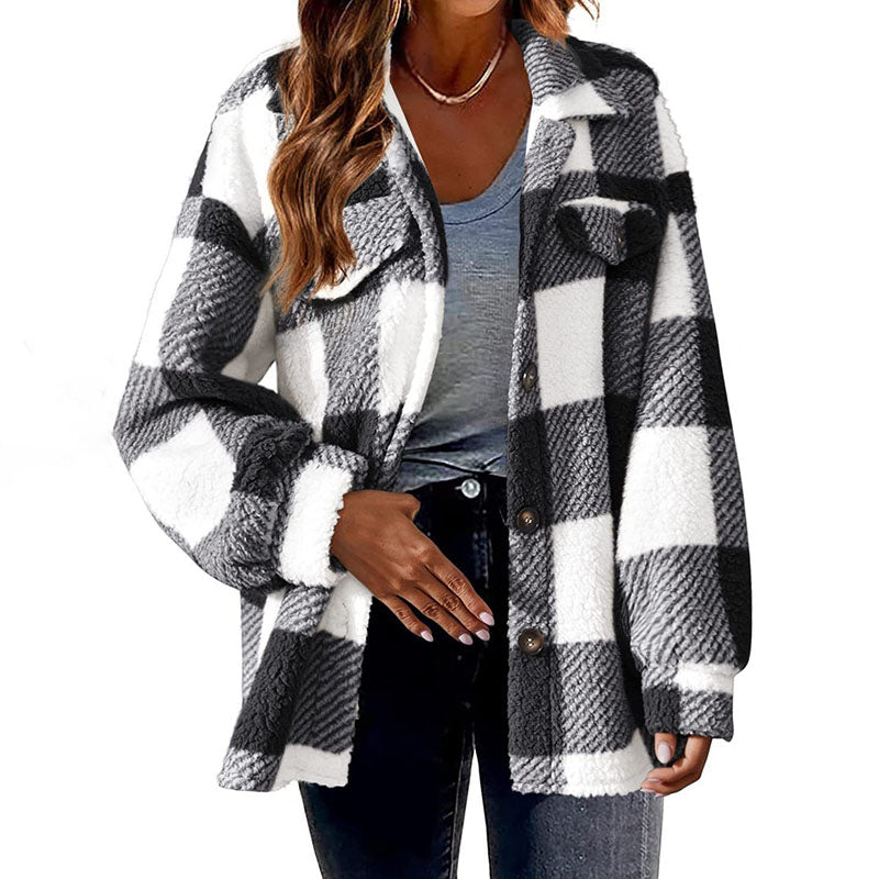 Stylischer Karomantel Damen Winter