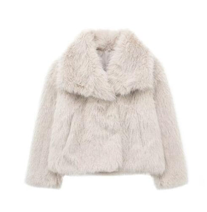 Faux Fur Jacket Elegant Warm Women