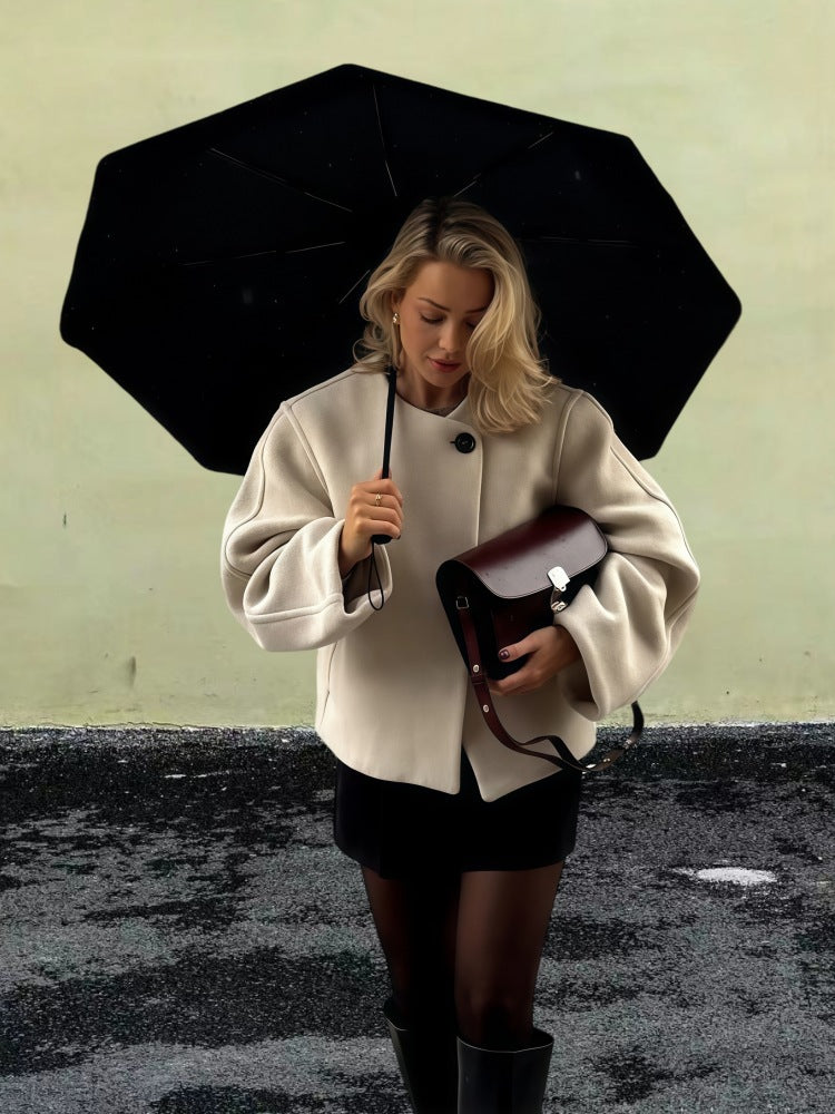 Women's Oversized Wool Jacket Modern Stylish Buttons