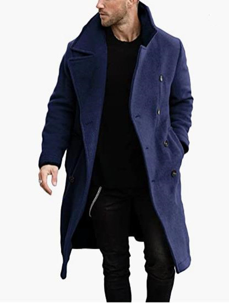 Men's Wool Coat Modern Double Lapel Style