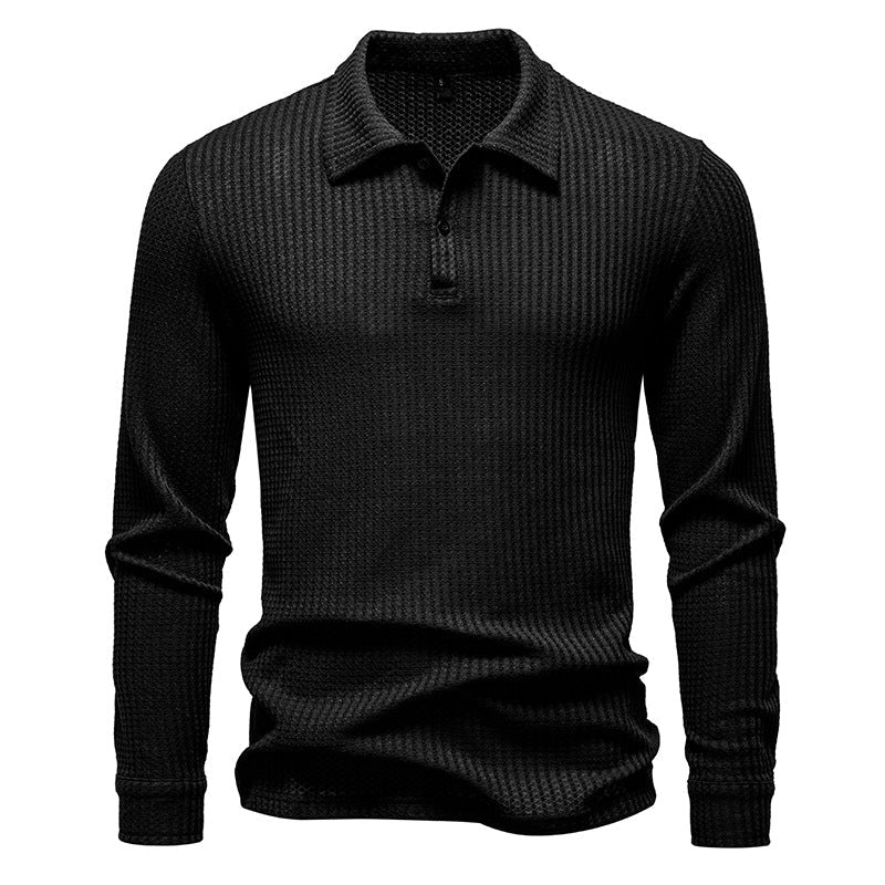 Men's Long-Sleeve Structured Elegant Polo Shirt