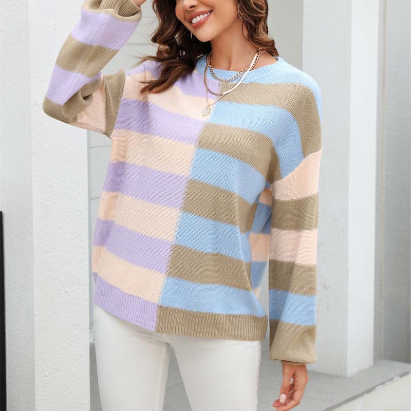 Colorful Knitted Sweater Modern Striped