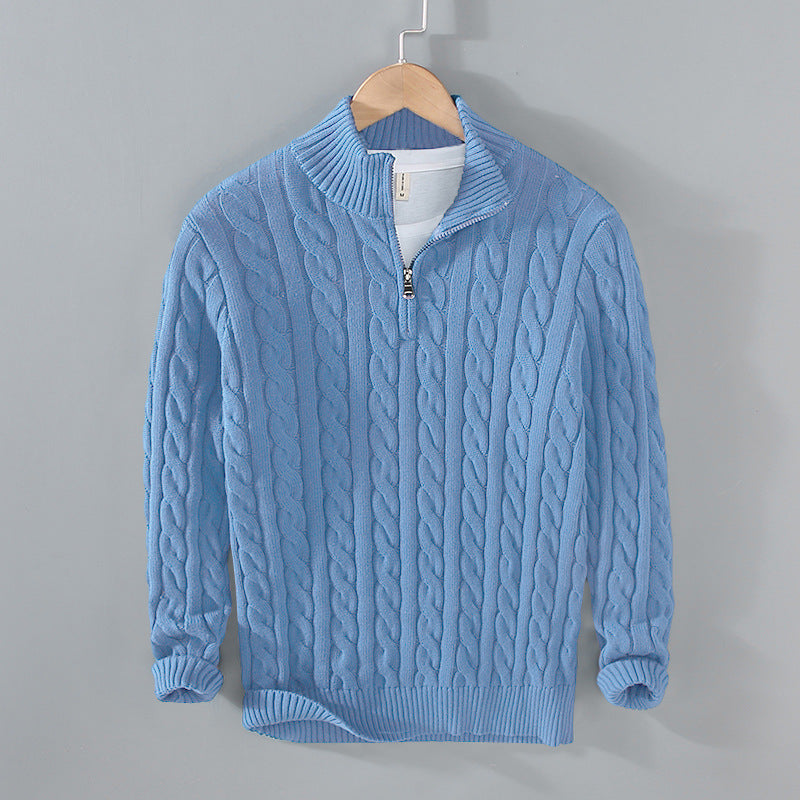Herren Pullover Baumwolle Halbzippverschluss