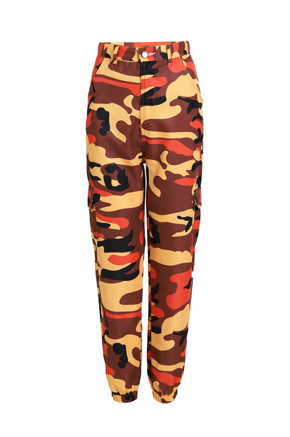 Women's Cargo Pants Camo Style Practical Elastic
