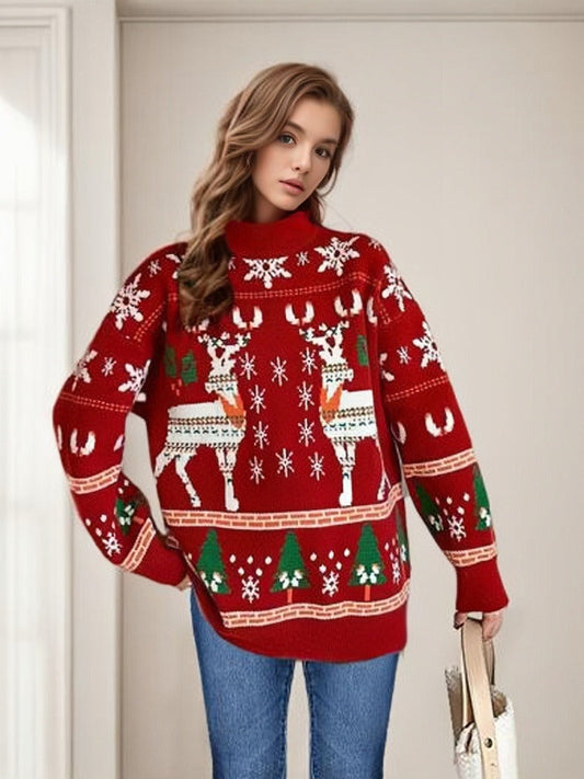 Weihnachtspullover Damen Festlich Gemütlich - IdealeKleiden