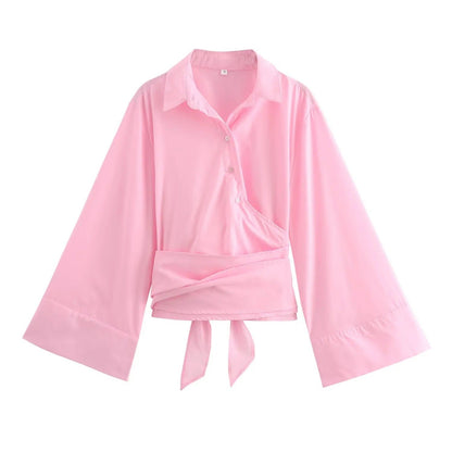 Elegant Women's Blouse Wide Sleeves Tailored Fit