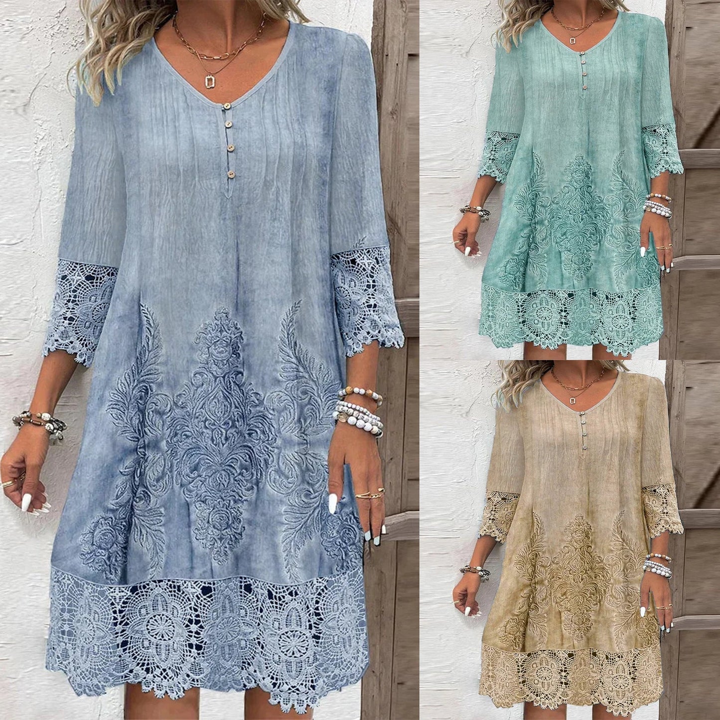 Sommerkleid Damen Leicht Spitze Elegant - IdealeKleiden
