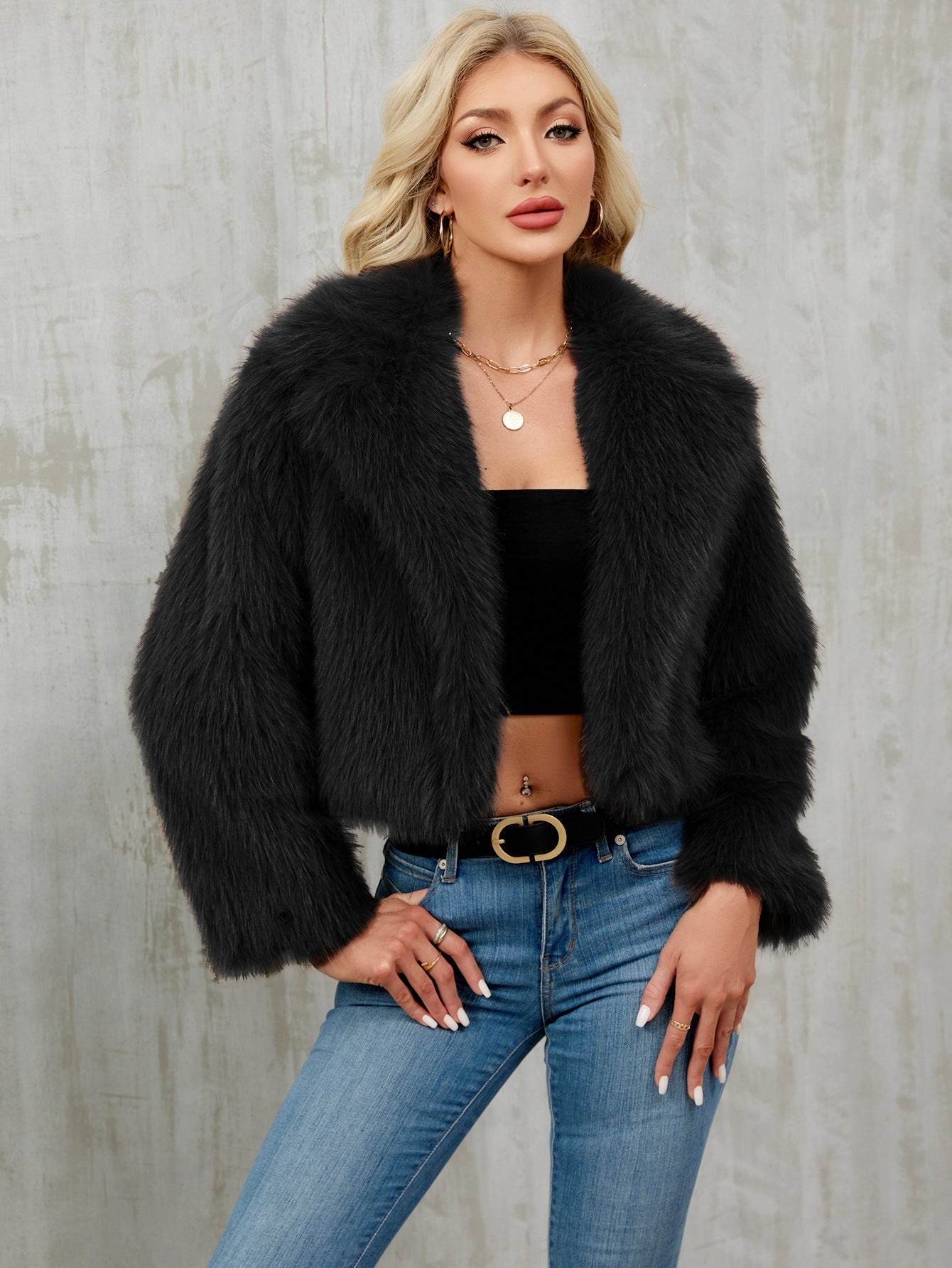Women's Elegant Faux Fur Bolero Jacket