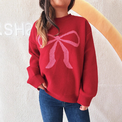 Women's Soft Sweater with Bow Design