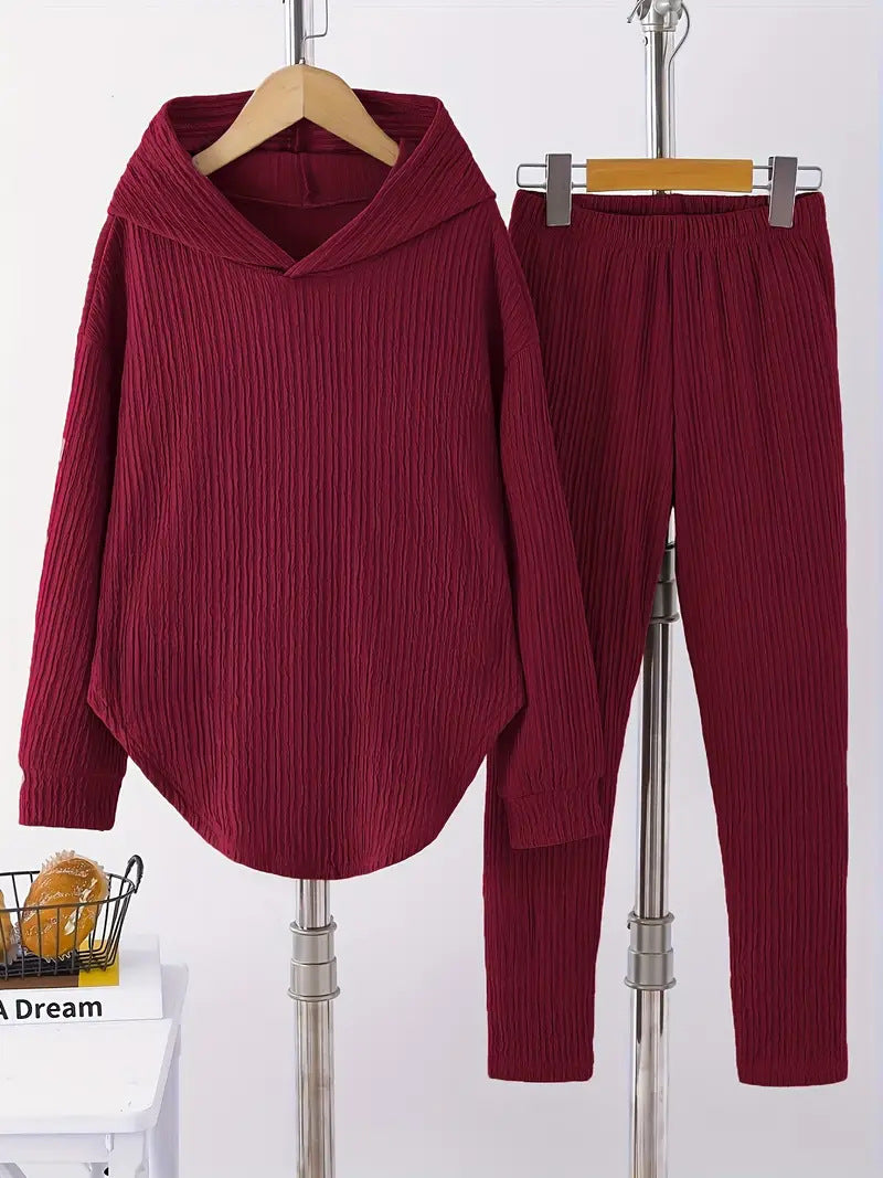 Damen Sweatanzug Lässig Strukturiert Komfort Set