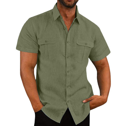 Men's Short-Sleeved Shirt Practical with Chest Pocket