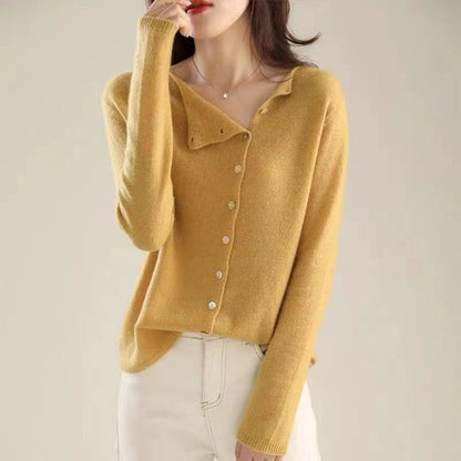 Elegant Long-Sleeve Button-Up Sweater for Women