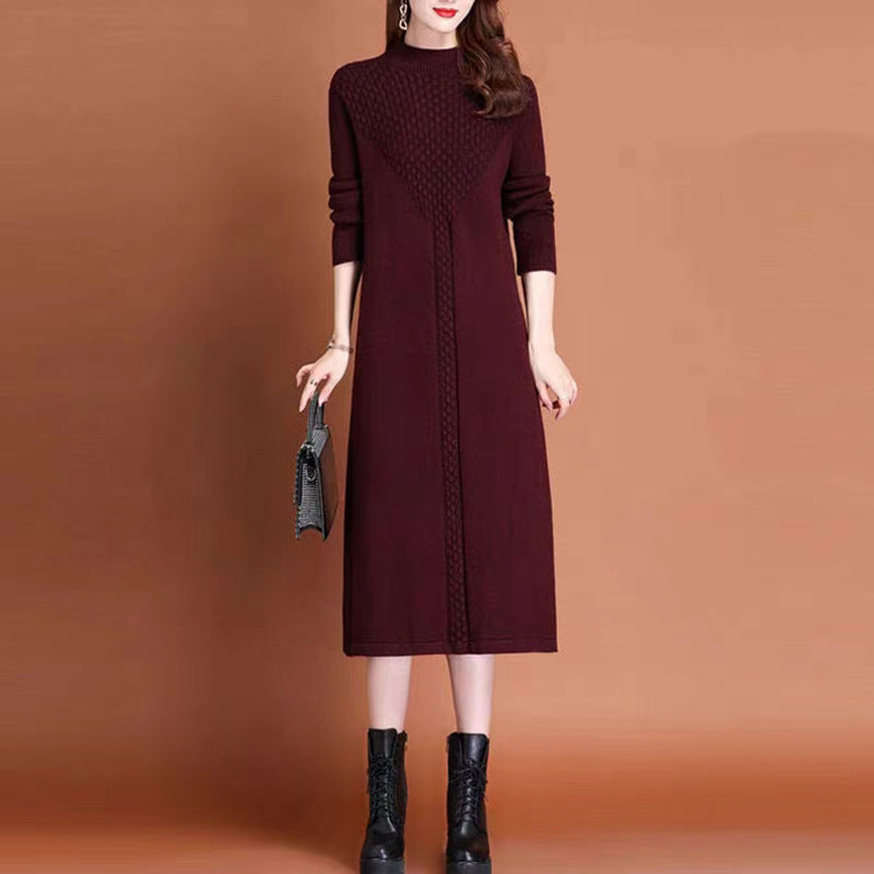 Women's Maxi Dress Elegant Knit Design High Neck