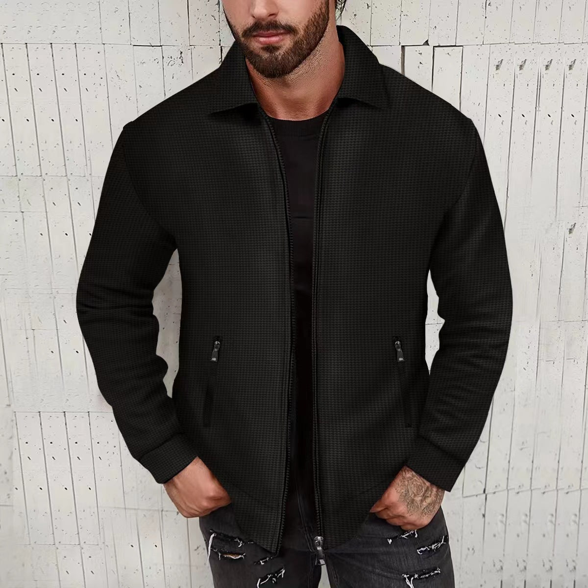 Men's Modern Structured Cardigan Optimal Zipper