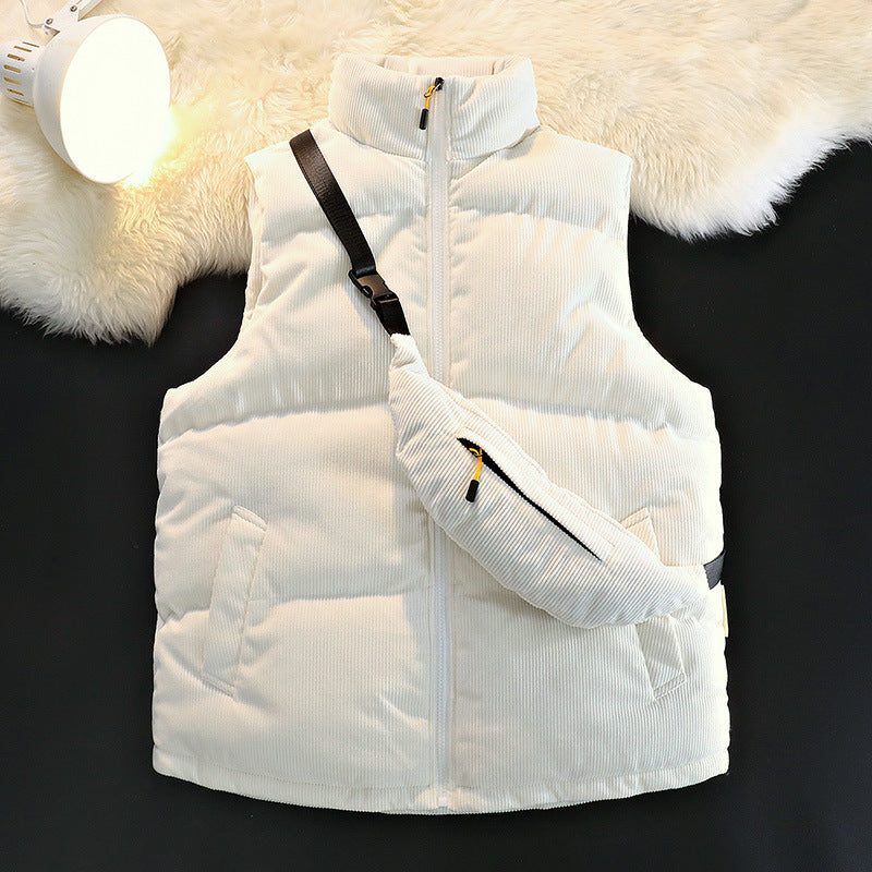 Damen Steppweste Fleece Innen Warme Taschenjacke - IdealeKleiden