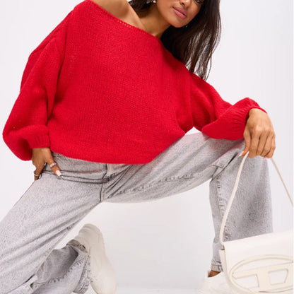 Women's Soft Off-Shoulder Sweater Trendy Plus Size