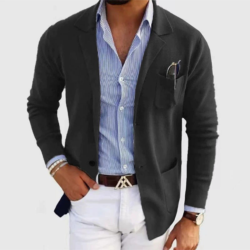Men's Knitted Blazer Elegant With Practical Pockets