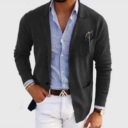 Men's Knitted Blazer Elegant With Practical Pockets