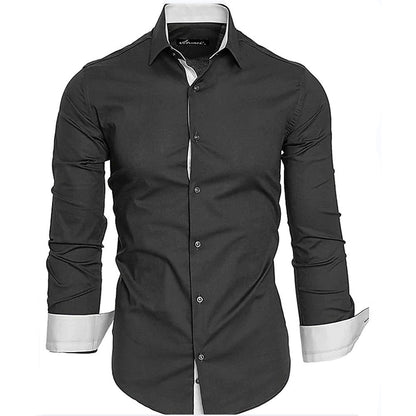 Men's Elegant Long-Sleeve Shirt with Contrast Cuffs