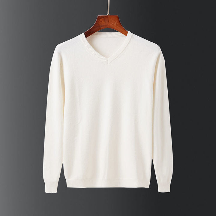 Herren Pullover V-Ausschnitt Feinwolle Eleganz - IdealeKleiden