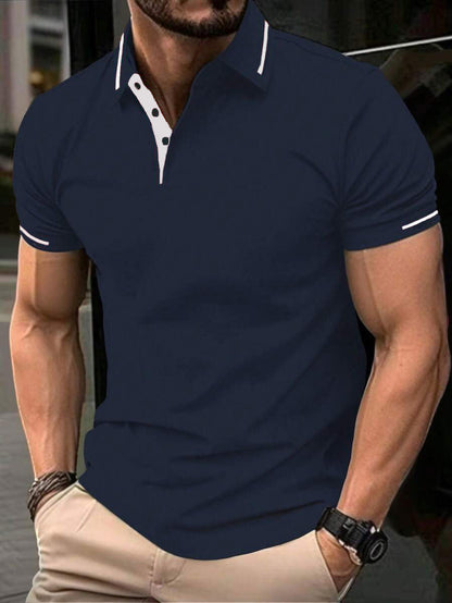 Men's Polo Shirt Modern Stand-Up Collar Lightweight Cotton Shirt
