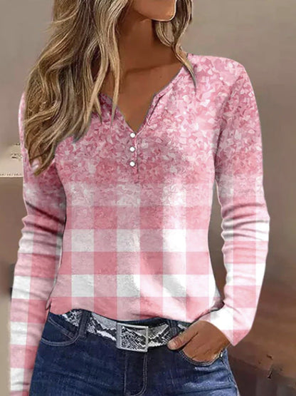 Women's Long-Sleeved Shirt Elegant Design with Buttons