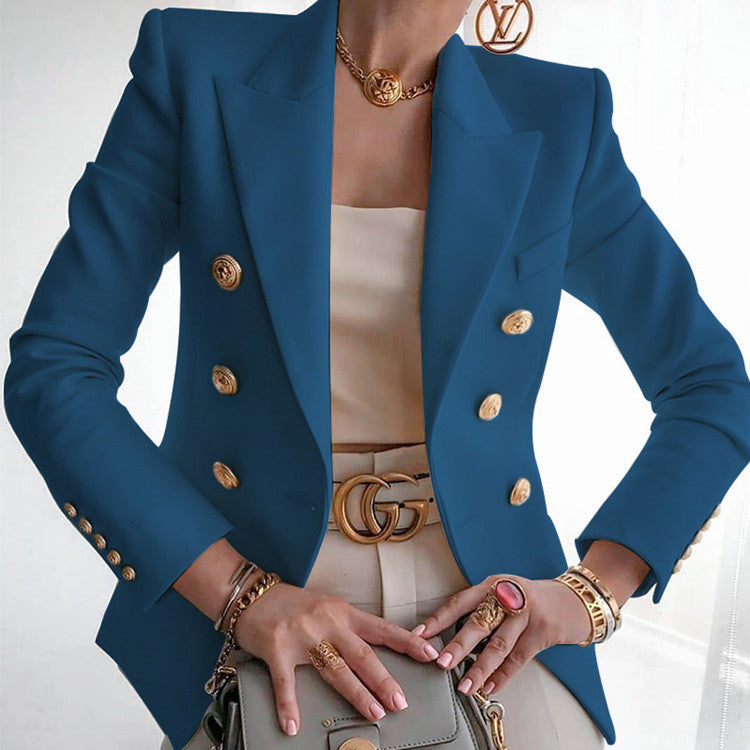 Damen Blazer Elegant Goldknöpfe Business Look