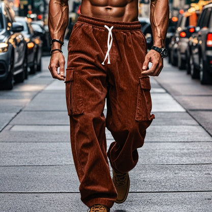 Men's Cargo Trousers Comfortable Casual Corduroy Trousers