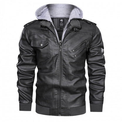 Men's Modern Leather Jacket Detachable Hood
