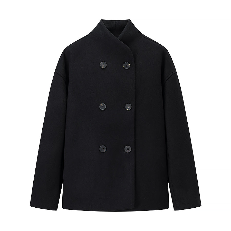 Women's Oversized Wool Jacket Modern Stand-Up Collar Elegant